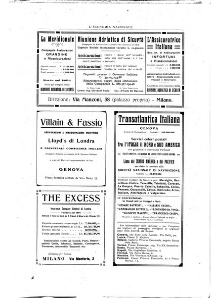 L'economia nazionale rassegna ebdomadaria di politica, commercio, industria, finanza, marina, e assicurazione