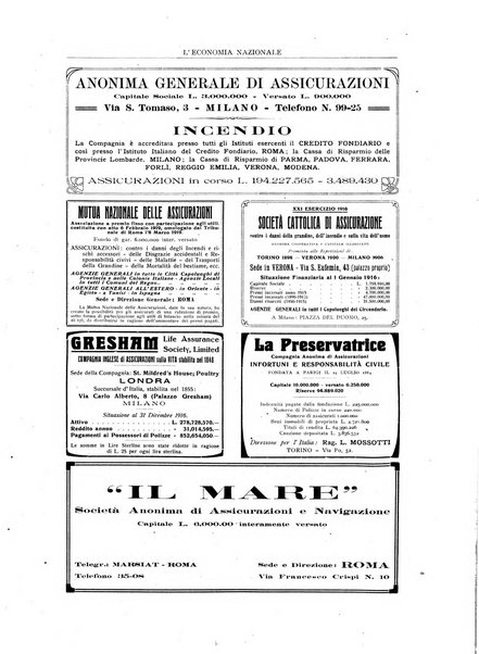 L'economia nazionale rassegna ebdomadaria di politica, commercio, industria, finanza, marina, e assicurazione