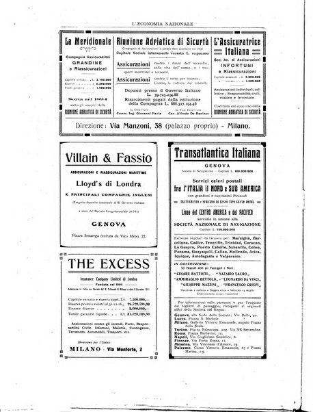 L'economia nazionale rassegna ebdomadaria di politica, commercio, industria, finanza, marina, e assicurazione
