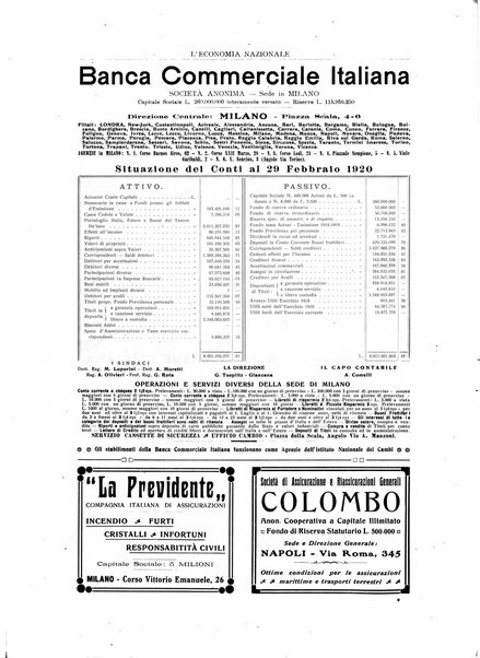 L'economia nazionale rassegna ebdomadaria di politica, commercio, industria, finanza, marina, e assicurazione