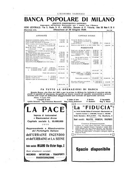 L'economia nazionale rassegna ebdomadaria di politica, commercio, industria, finanza, marina, e assicurazione