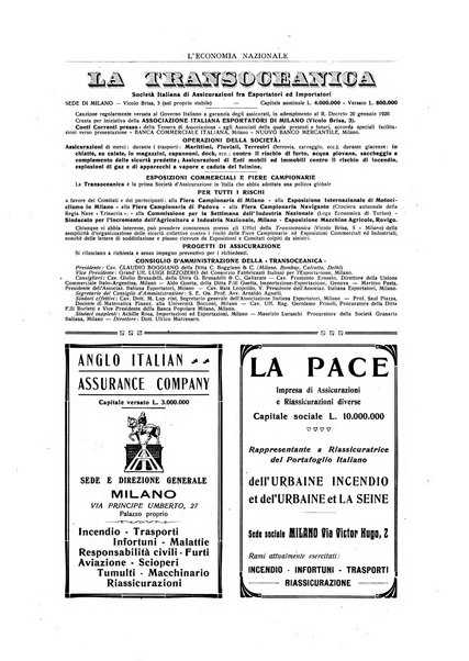 L'economia nazionale rassegna ebdomadaria di politica, commercio, industria, finanza, marina, e assicurazione