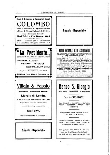 L'economia nazionale rassegna ebdomadaria di politica, commercio, industria, finanza, marina, e assicurazione