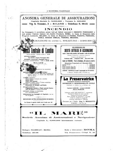 L'economia nazionale rassegna ebdomadaria di politica, commercio, industria, finanza, marina, e assicurazione