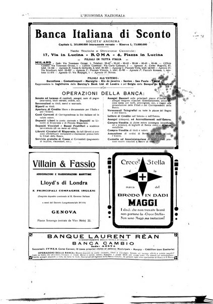 L'economia nazionale rassegna ebdomadaria di politica, commercio, industria, finanza, marina, e assicurazione