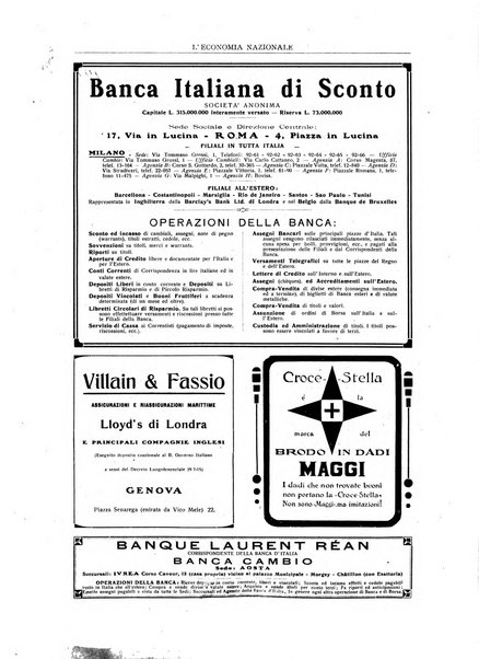 L'economia nazionale rassegna ebdomadaria di politica, commercio, industria, finanza, marina, e assicurazione