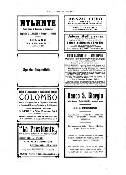 L'economia nazionale rassegna ebdomadaria di politica, commercio, industria, finanza, marina, e assicurazione