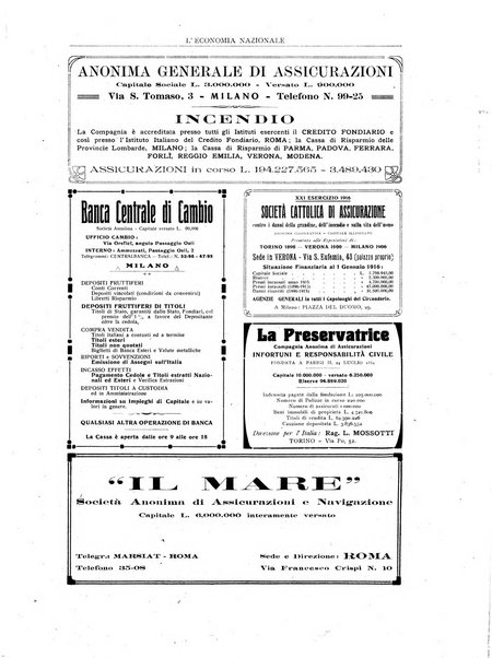 L'economia nazionale rassegna ebdomadaria di politica, commercio, industria, finanza, marina, e assicurazione