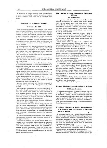 L'economia nazionale rassegna ebdomadaria di politica, commercio, industria, finanza, marina, e assicurazione