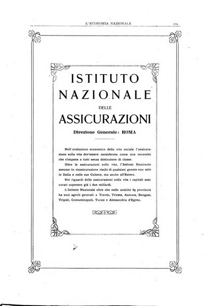 L'economia nazionale rassegna ebdomadaria di politica, commercio, industria, finanza, marina, e assicurazione