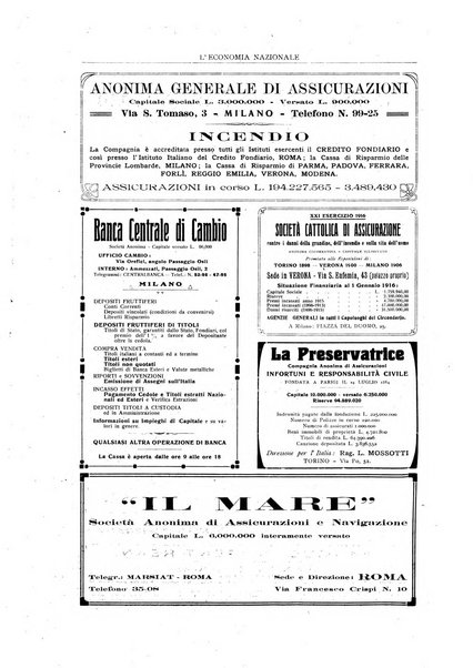 L'economia nazionale rassegna ebdomadaria di politica, commercio, industria, finanza, marina, e assicurazione