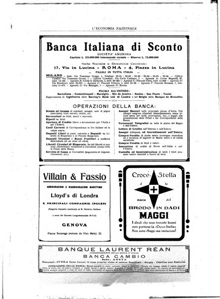 L'economia nazionale rassegna ebdomadaria di politica, commercio, industria, finanza, marina, e assicurazione