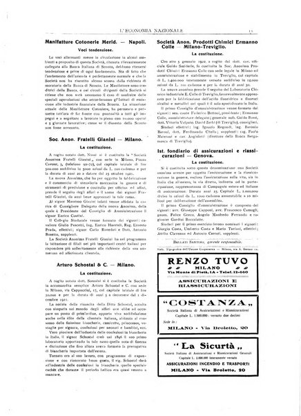 L'economia nazionale rassegna ebdomadaria di politica, commercio, industria, finanza, marina, e assicurazione