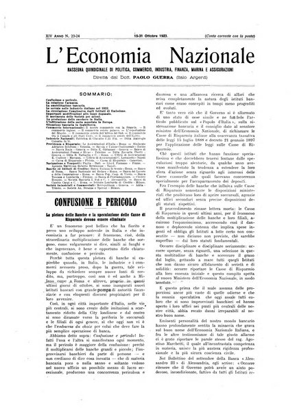 L'economia nazionale rassegna ebdomadaria di politica, commercio, industria, finanza, marina, e assicurazione