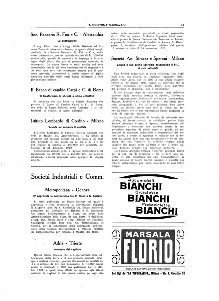 L'economia nazionale rassegna ebdomadaria di politica, commercio, industria, finanza, marina, e assicurazione