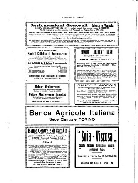 L'economia nazionale rassegna ebdomadaria di politica, commercio, industria, finanza, marina, e assicurazione