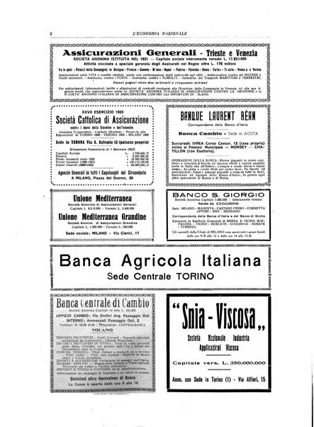 L'economia nazionale rassegna ebdomadaria di politica, commercio, industria, finanza, marina, e assicurazione