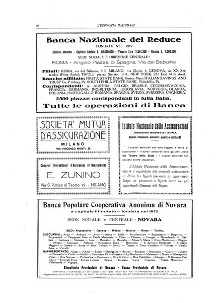 L'economia nazionale rassegna ebdomadaria di politica, commercio, industria, finanza, marina, e assicurazione