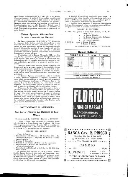 L'economia nazionale rassegna ebdomadaria di politica, commercio, industria, finanza, marina, e assicurazione