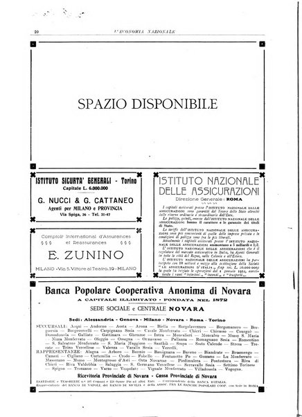 L'economia nazionale rassegna ebdomadaria di politica, commercio, industria, finanza, marina, e assicurazione