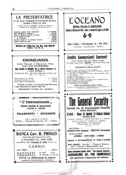 L'economia nazionale rassegna ebdomadaria di politica, commercio, industria, finanza, marina, e assicurazione