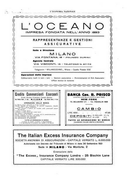 L'economia nazionale rassegna ebdomadaria di politica, commercio, industria, finanza, marina, e assicurazione