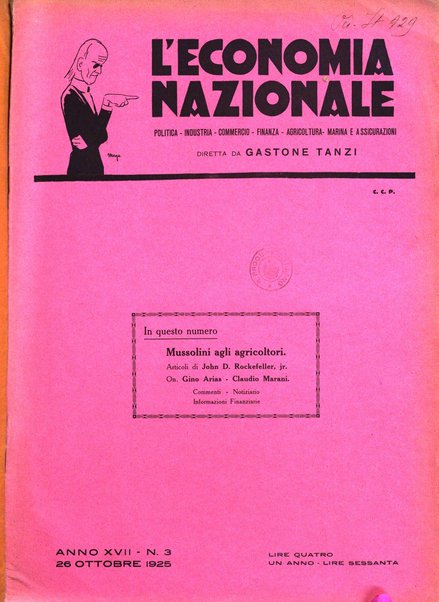 L'economia nazionale rassegna ebdomadaria di politica, commercio, industria, finanza, marina, e assicurazione