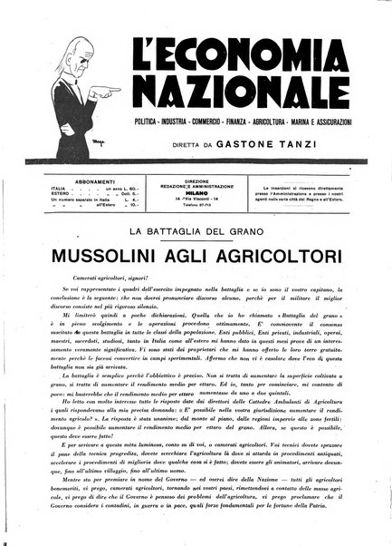 L'economia nazionale rassegna ebdomadaria di politica, commercio, industria, finanza, marina, e assicurazione