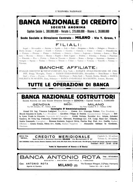 L'economia nazionale rassegna ebdomadaria di politica, commercio, industria, finanza, marina, e assicurazione