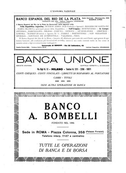 L'economia nazionale rassegna ebdomadaria di politica, commercio, industria, finanza, marina, e assicurazione