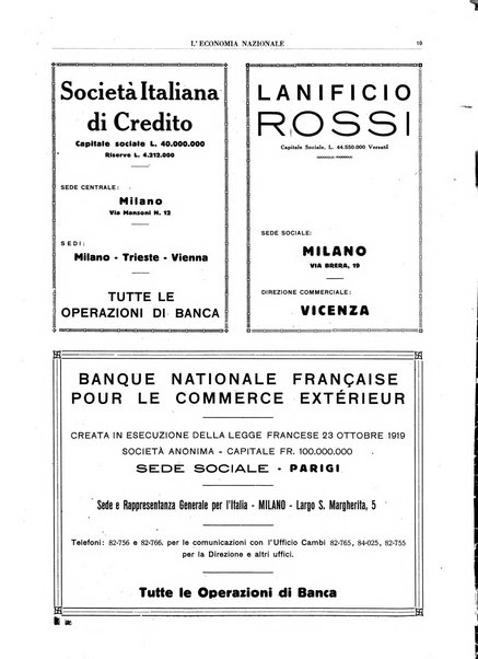 L'economia nazionale rassegna ebdomadaria di politica, commercio, industria, finanza, marina, e assicurazione