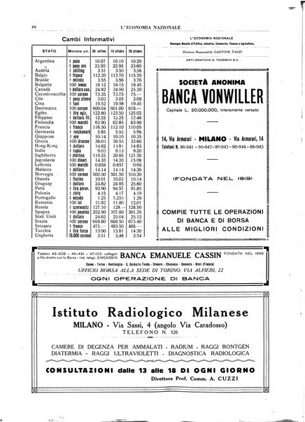 L'economia nazionale rassegna ebdomadaria di politica, commercio, industria, finanza, marina, e assicurazione