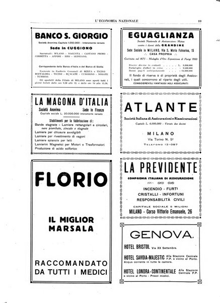 L'economia nazionale rassegna ebdomadaria di politica, commercio, industria, finanza, marina, e assicurazione