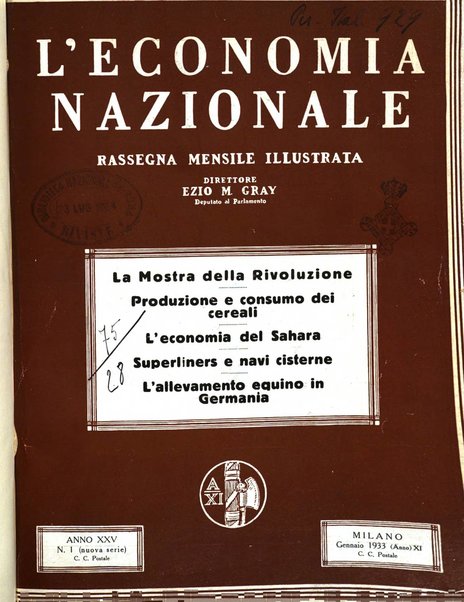 L'economia nazionale rassegna ebdomadaria di politica, commercio, industria, finanza, marina, e assicurazione