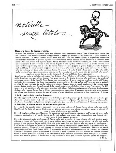 L'economia nazionale rassegna ebdomadaria di politica, commercio, industria, finanza, marina, e assicurazione