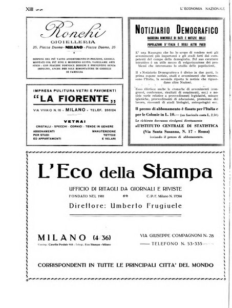 L'economia nazionale rassegna ebdomadaria di politica, commercio, industria, finanza, marina, e assicurazione