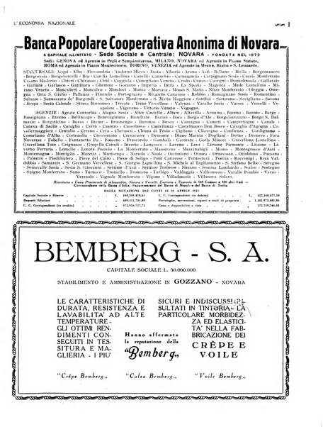 L'economia nazionale rassegna ebdomadaria di politica, commercio, industria, finanza, marina, e assicurazione