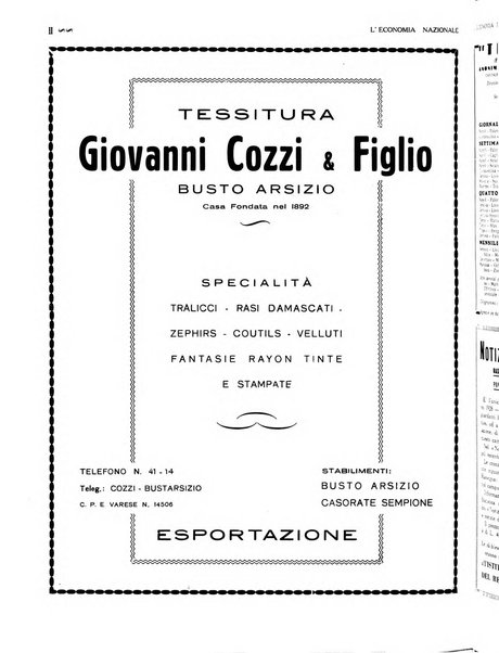 L'economia nazionale rassegna ebdomadaria di politica, commercio, industria, finanza, marina, e assicurazione