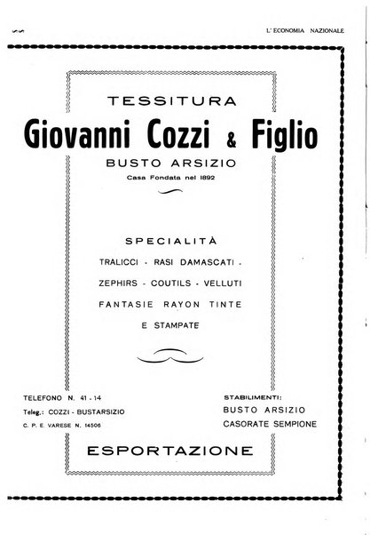 L'economia nazionale rassegna ebdomadaria di politica, commercio, industria, finanza, marina, e assicurazione