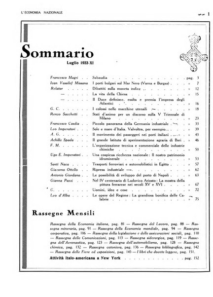 L'economia nazionale rassegna ebdomadaria di politica, commercio, industria, finanza, marina, e assicurazione