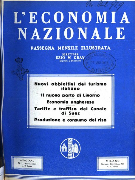 L'economia nazionale rassegna ebdomadaria di politica, commercio, industria, finanza, marina, e assicurazione