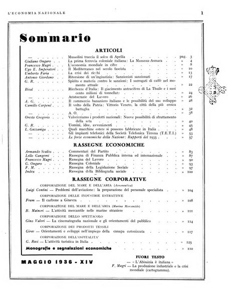 L'economia nazionale rassegna ebdomadaria di politica, commercio, industria, finanza, marina, e assicurazione