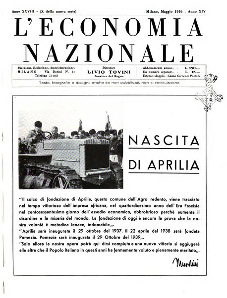 L'economia nazionale rassegna ebdomadaria di politica, commercio, industria, finanza, marina, e assicurazione