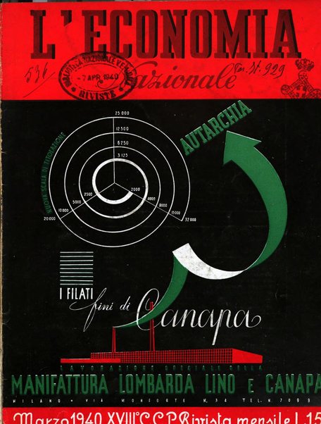 L'economia nazionale rassegna ebdomadaria di politica, commercio, industria, finanza, marina, e assicurazione