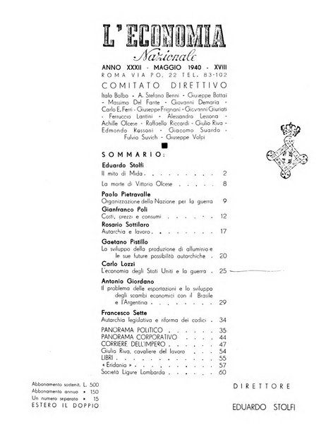 L'economia nazionale rassegna ebdomadaria di politica, commercio, industria, finanza, marina, e assicurazione