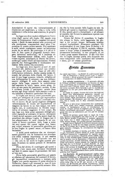 L'economista gazzetta settimanale di scienza economica, finanza, commercio, banchi, ferrovie e degli interessi privati