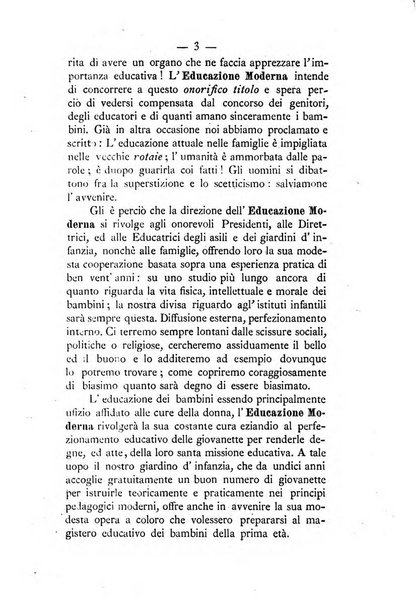 L'educazione moderna periodico mensile indirizzato alla diffusione delle teorie di Federico Frobel ...