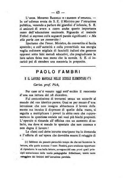 L'educazione moderna periodico mensile indirizzato alla diffusione delle teorie di Federico Frobel ...