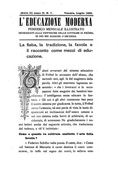 L'educazione moderna periodico mensile indirizzato alla diffusione delle teorie di Federico Frobel ...