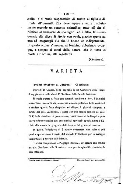 L'educazione moderna periodico mensile indirizzato alla diffusione delle teorie di Federico Frobel ...